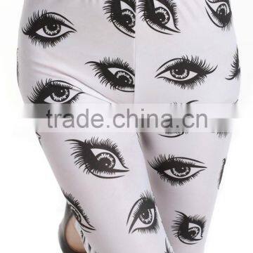 sexy punk Big Eyes Printed Leggings skinny pants Elastic white Pencil