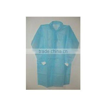 Disposable PP food industry lab coat with shirt collar & knitted cuff