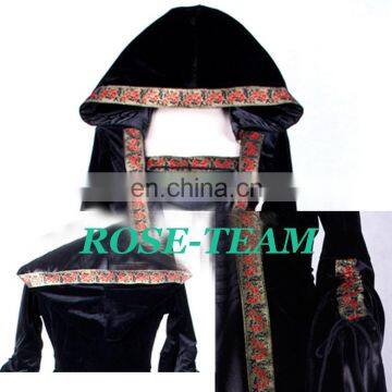 Rose Team-Free Shipping Custom-made Elegant Ball Gown Gothic Punk Dress Velvet Victorian Dress w/ Hat