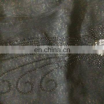 Black Colour Lycra (Stretchable) With Printed Satin & Net / Latest Fashionable Diamond Stone Work Stylish Burkha (dubai Abaya) photo-6