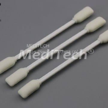 DOUBLE HEADED FOAM SWABS WITH WHITE PLASTIC HANDLE