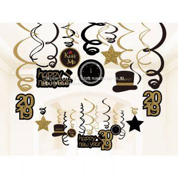 XL022 Holiday Supplies 2019 New Year Party Decoration New Year Hanging Swirls Decoration photo-3