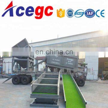 Mini gold trommel wash plant with vibrating feeder sluice box for sale