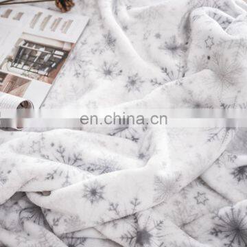 100%Polyester Super Soft Coral Fleece Snowflake Printed Plush Throw Blanket photo-5