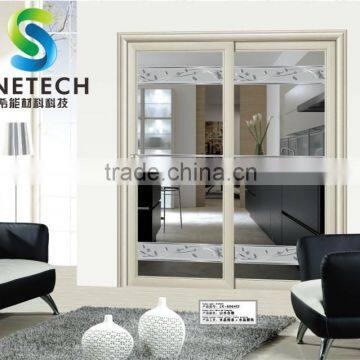 Ivory Wood Frames Tempered Glass for Partition Sliding Doors photo-2