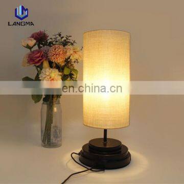 Bedroom Living Room Linen Fabric Round Lampshade New Design Fancy Fabric Table Lamp photo-3