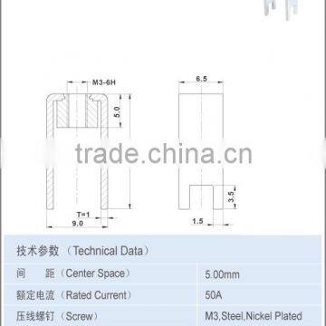 50A PCB Terminal Brass With Screw M3 AO-10-4J-N1 5*8mm Center Space photo-2