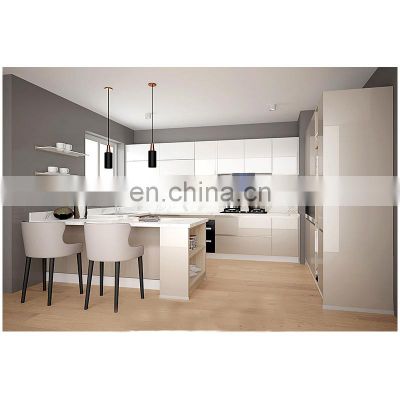 Oceanian Modern High Gloss Wood White Kitchen Pantry Cupboard Lacquer Kitchen Cabinet