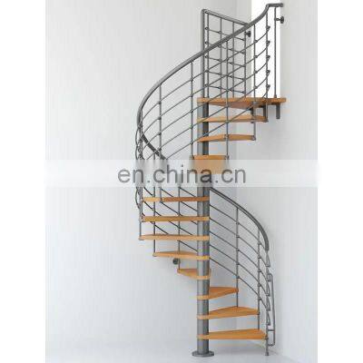 European Gray Arc-shaped Carbon Steel Staircase Spiral Staircases