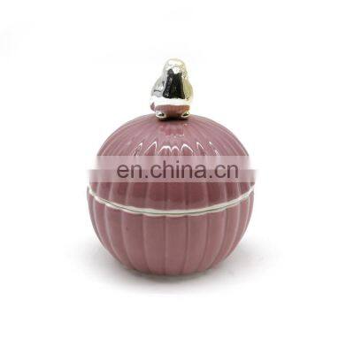 Wholesale Striped Round Jewelry Box Christmas Glazed Ceramic Ornaments for Sublimation photo-2