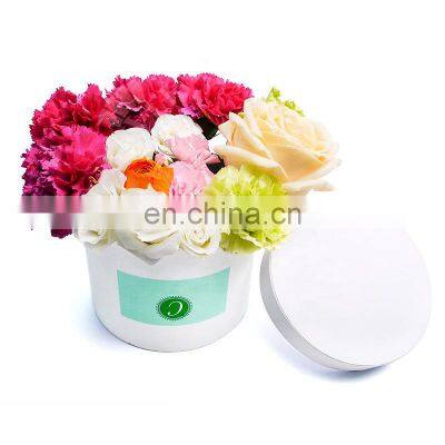 Custom preserved round paper cardboard fresh flower packaging gift box with lid hat