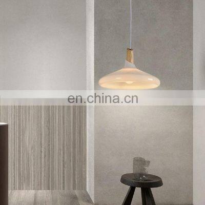 HUAYI New Design Indoor Bedroom Living Room 60W Modern Hanging Glass Iron Wooden Pendant Light