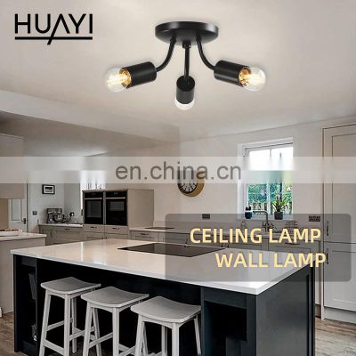 HUAYI Hot Sales Minimalism Design Iron Black 60watt House Bedroom Lighting LED Modern Ceiling Light