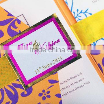 2016 Hot Sale Gold Folded Wedding Invitation Card