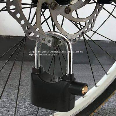 waterproof anti-theft siren long shackle black color alarm motorcycle bike bicycle lock padlock 110dba