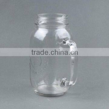 handled clear glass mason jar with tin lid