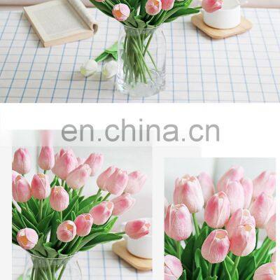 Wholesales Manufacture Wedding Bride Bouquet Beauty Silk Touch Artificial Tulip Flowers For Home Decoration