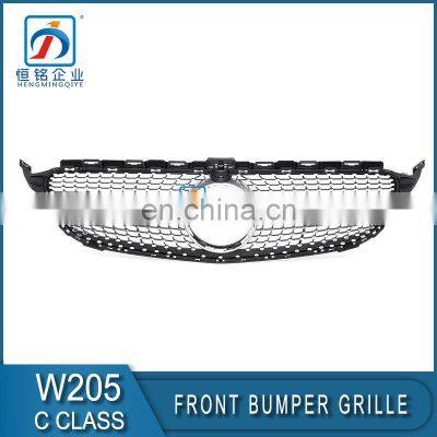 Front Silver Black Star Grille With Hole for W205 C CLASS 205 888 0023 photo-2