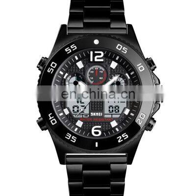 Skmei 1538 Stainless Steel Strap Waterproof Men Digital Watch Roes Gold Wristwatch Led photo-3