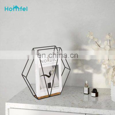 Metal Iron Wire Newspaper Bookcase Wholesale Bookshelf Trending 6 Slot Triangle Shape Desktop Magazine File Holder FOB Reference photo-3