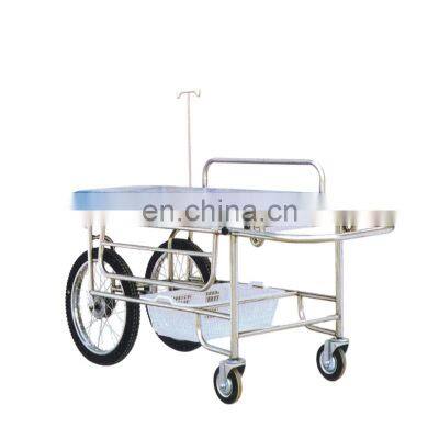 HC-M020 Good price patient transport stretcher with  2 big Castors/ Stainless steel Stretcher trolley