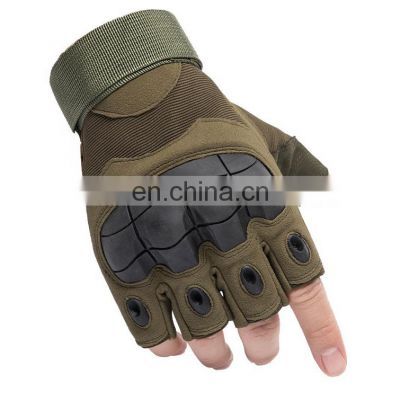 Half Finger Rubber Hard Knuckle Outdoor Sports Fighting Black Green Tactical Gloves