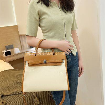 Canvas Kelly Bag Portable Large Capacity Fashion Women's Handbag photo-2