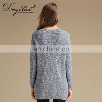 Pure Cashmere Women's Round Neck Sweater With Thick Diamond Pattern Women's Clothing photo-6
