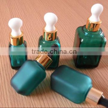 15ml 30ml 50ml square green glass dropper bottle,frosting glass dropper bottle