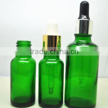 hotsale 5ml to 100ml green glass bottle with metal dropper