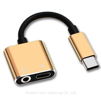 High Quality Type C Adapter 2 in 1 Usb-c to 3.5mm Jack Headphones Aux Audio Splitter Charger Usb C Adapter Compatible With Pixe