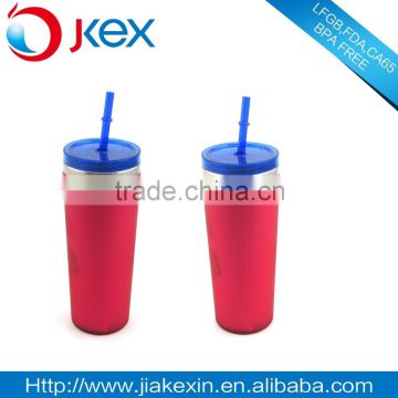 double wall screw cup mug with straw