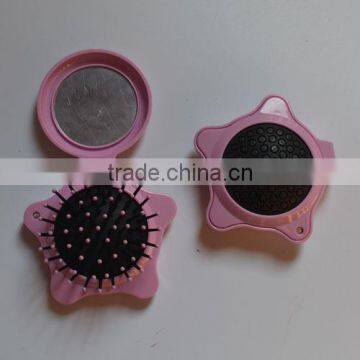 High Quality Mini Star Shape Folding Head Massage Comb Folding Hair Comb With Mirror