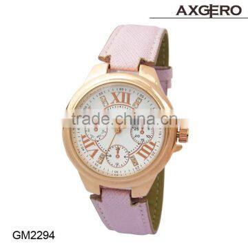 Women Girl Geneva Leather Rose gold Geneva Alloy Watches promotion watch