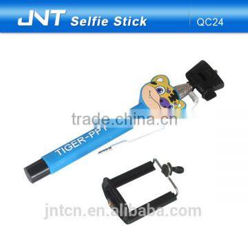 Wholesale OEM cartoon wired selfie stick monopod for mobile device QC24