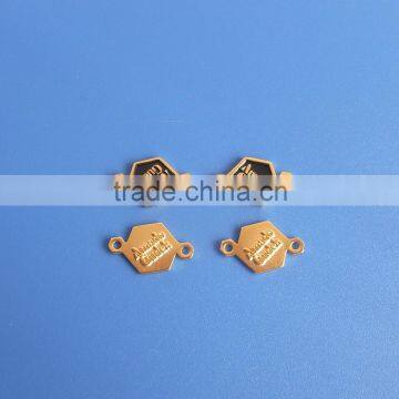 wholesale golden hexagonal shaped custom alphabet logo metal charms & pendants