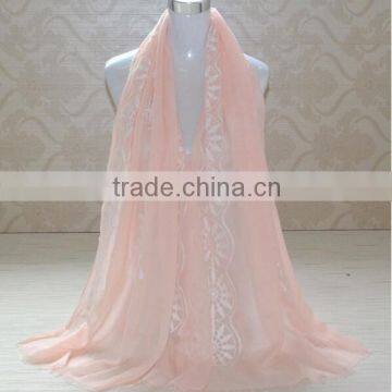 Autumn Winter Korean Fashion 3D Embroidery Design Cotton Scarf Ladies Pashmina Shawl photo-3