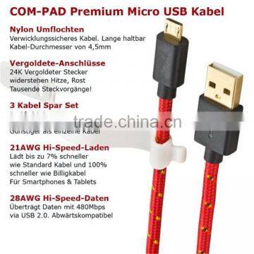 Nylon Gold Plated Micro USB Data Terminal Connector Cable photo-5
