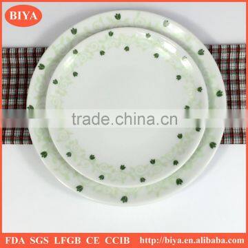 different size porcelain round shallow plate with decal custom printed ceramic plate,hotel restaurant dinner plate