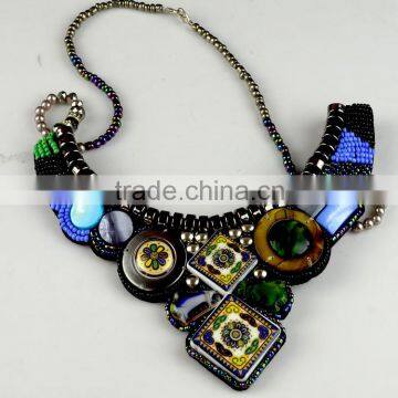 New Style Bohemian Pendants Applique Colourful Native Style Pendant Applique Trimming Beaded Neckline Appliques in China