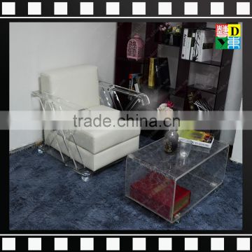 Modern Office Transparent clear Acrylic desks or coffee table with sofa chair