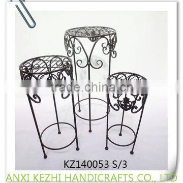 KZ140053 Set of three iron metal round flower racks for wedding