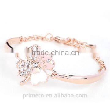 Fashion Jewelry Good Luck Clover Crystal Love Charm Bracelets Bangles for Women photo-5