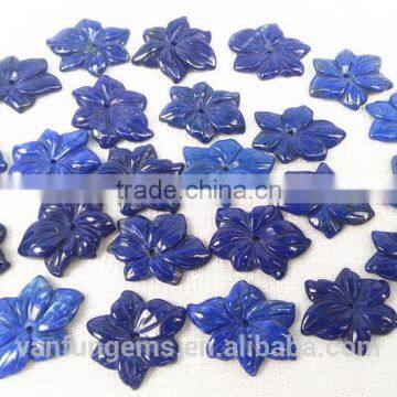 Lapis Lazuli Flower Pendant for Necklace Gemstone Carving