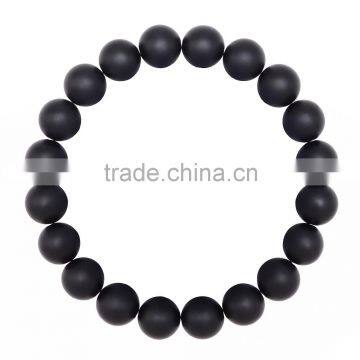 Gorgeous 10mm 7.5 Inch Matte Black Onyx Gemstone Bangle Bracelet (Jewelry Box is not Included)