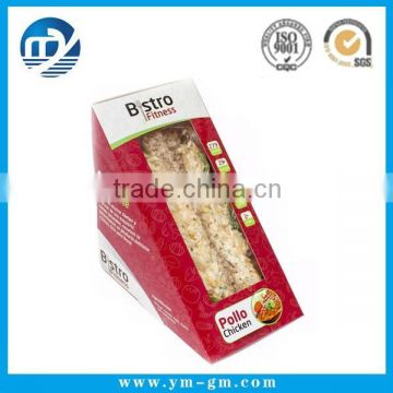 White cardboard paper sandwich box packaging with transparent window china wholesale