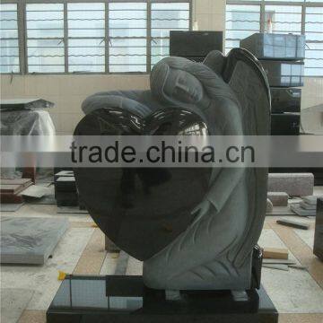 European style angel heart carving granite gravestone