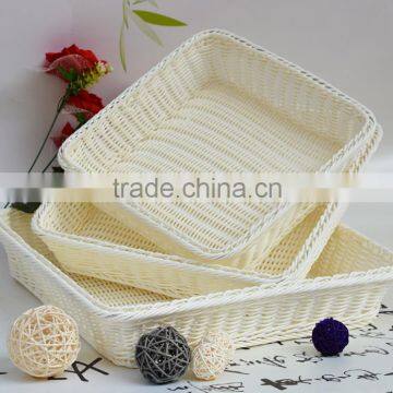 Square Eco-Friendly PP rattan storage basket for fruit vegetable in supermarket