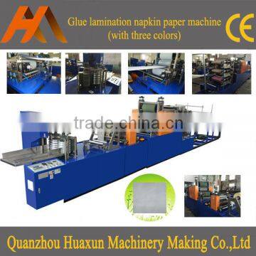 Automatic printing embossed serviette paper lamination interfold napkins tissue machine