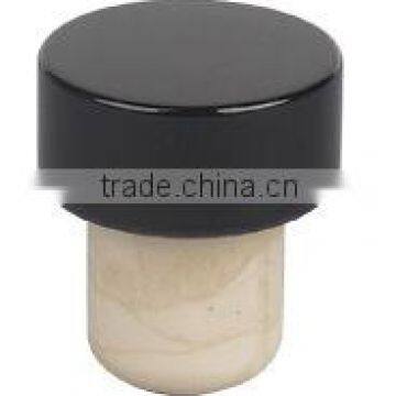 Hot sale 100% ood grade T-shaped Black Aluminium top Synthetic cork stopper for bottles of vodka or whisky and rum